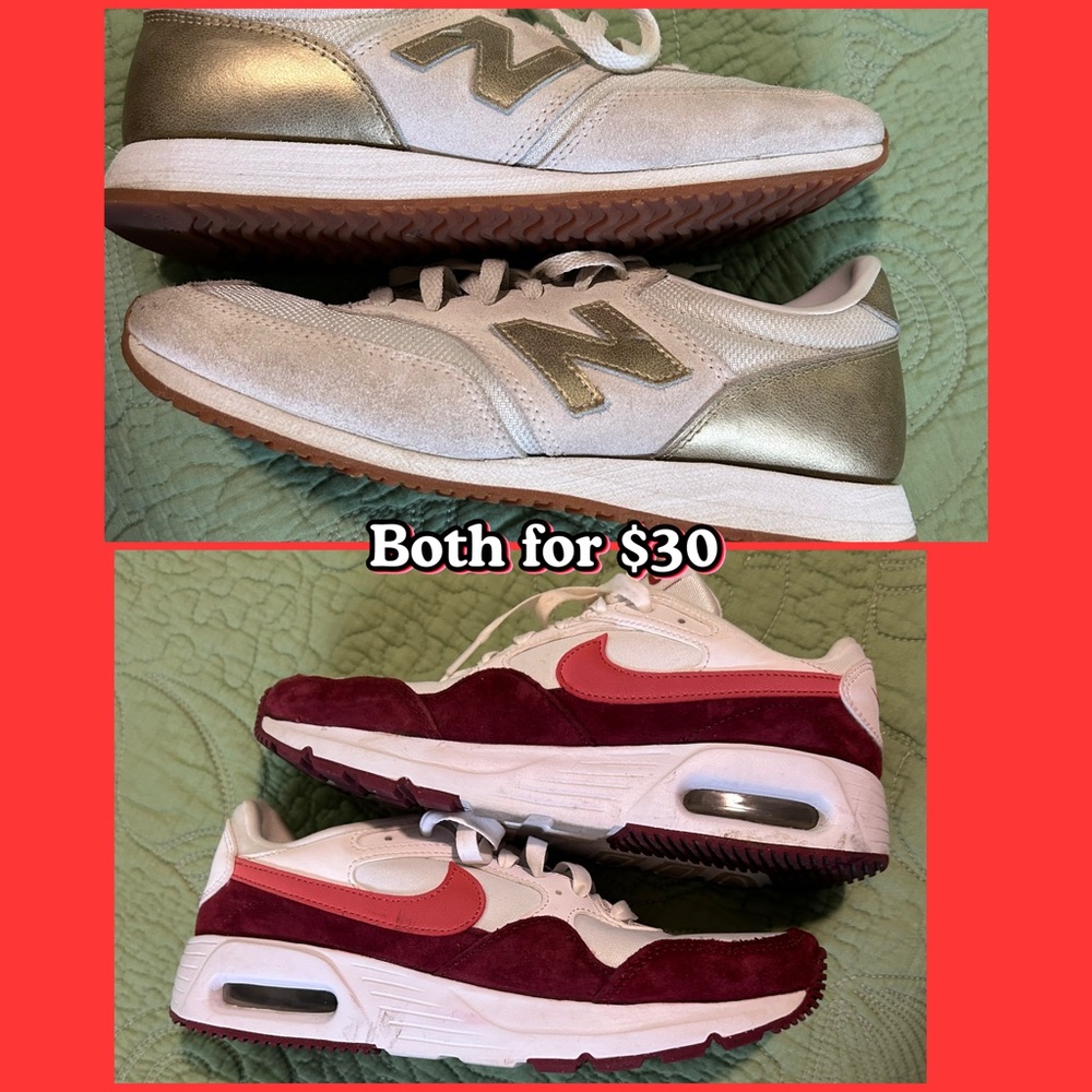 Nike Red and White Athletic Shoes